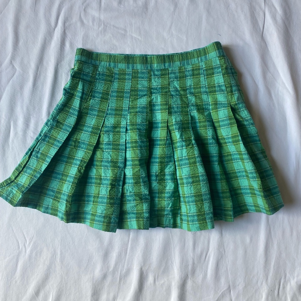 Urban Outfitters Green Plaid Pleated Skirt